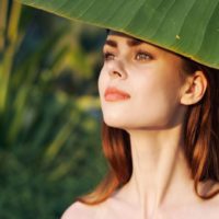 beautiful woman looking at distance