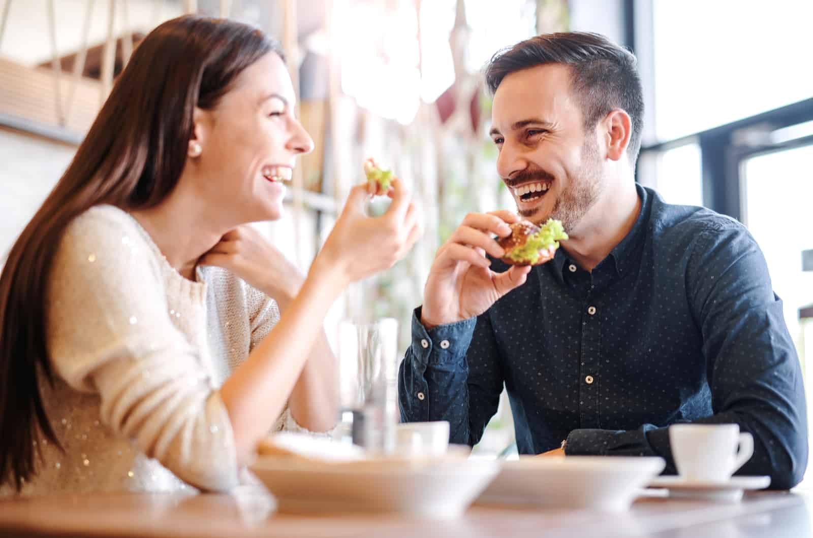 happy couple on their first date